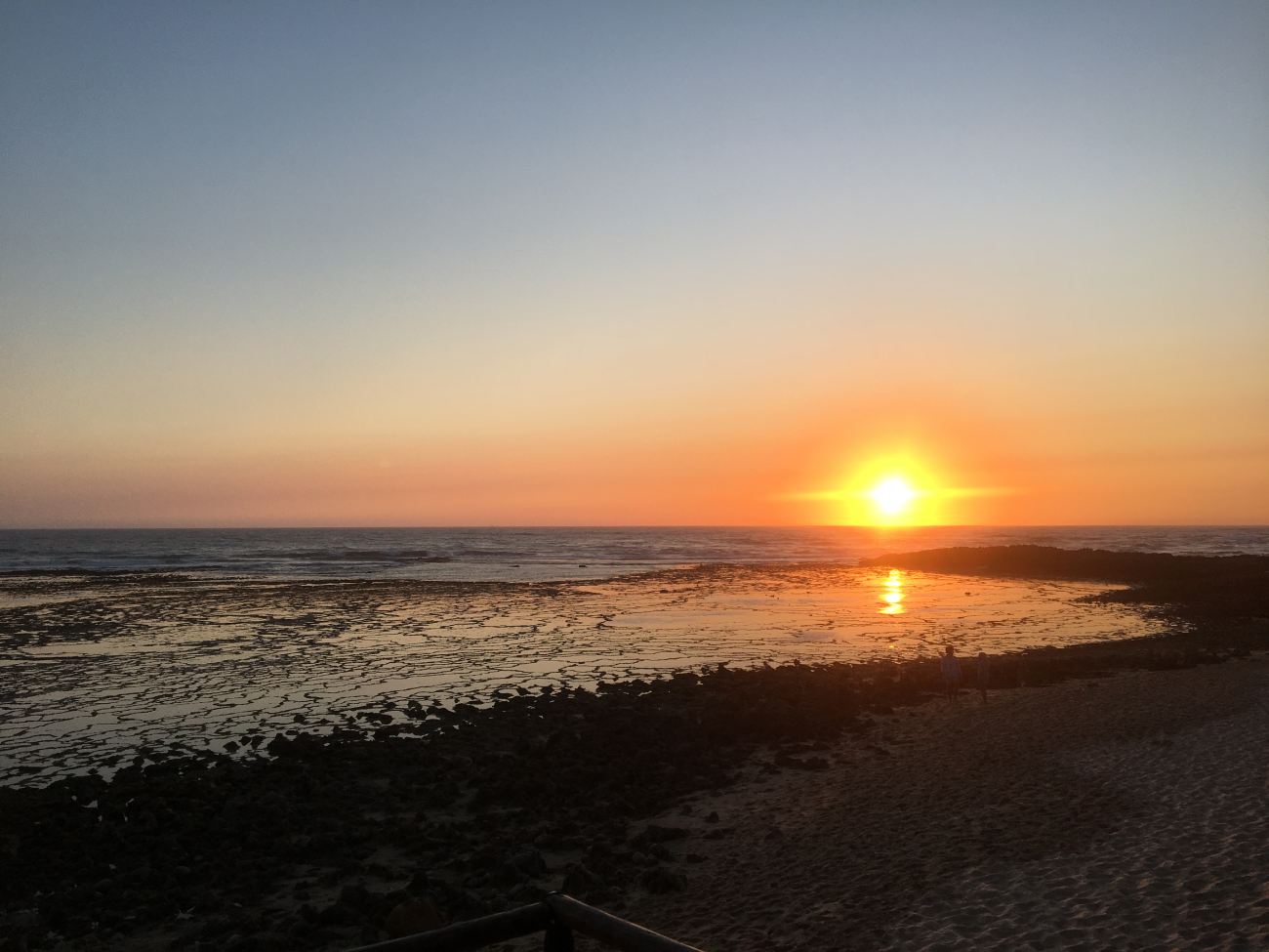 Pôr do sol na Praia do Farol em Vila Nova de Mil Fontes